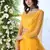 Mustard Thread Embroidered With Stone Pasting Net Semi Stitched Lehenga Choli With Dupatta
