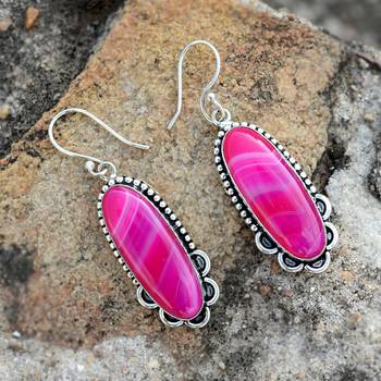 Pink onyx earrings 2