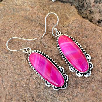 Pink onyx earrings 3
