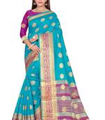 Kimisha Sky Blue Art Silk Jacquard Saree With Running Blouse