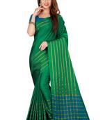 Blissta Green Cotton Silk Woven Saree With Running Blouse
