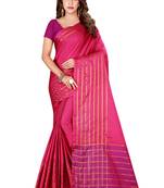Blissta Pink Cotton Silk Woven Saree With Running Blouse