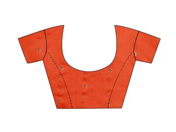 Blissta Orange Cotton Silk Blend Border Work Saree With Running Blouse 3