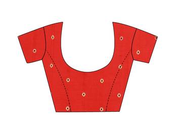 Blissta Red Cotton Silk Blend Border Work Saree With Running Blouse 3