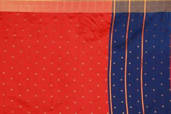 Blissta Red Cotton Silk Blend Border Work Saree With Running Blouse 4