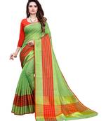 Blissta Green Manipuri Silk Zari Work Saree With Running Blouse
