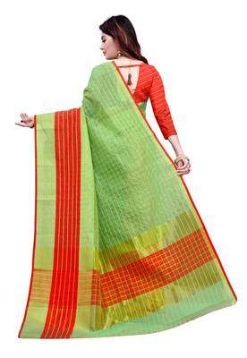 Blissta Green Manipuri Silk Zari Work Saree With Running Blouse 2