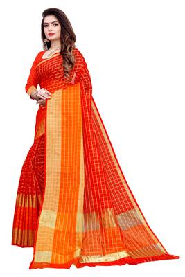 Blissta Red Manipuri Silk Zari Work Saree With Running Blouse 5