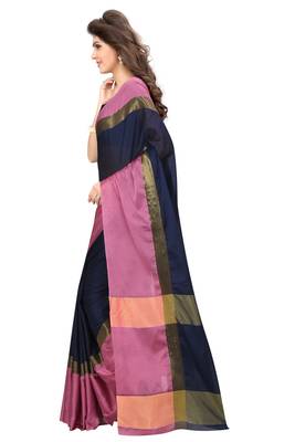 Blissta Blue Pure Aura Cotton Woven Saree With Running Blouse 5