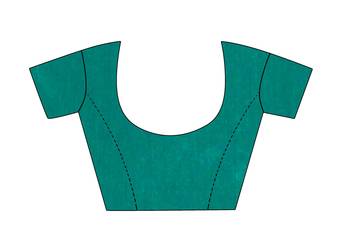 Blissta Turquoise Cotton Blend Woven Saree With Running Blouse 3