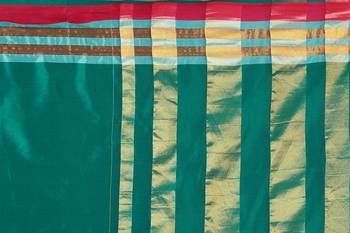 Blissta Turquoise Cotton Blend Woven Saree With Running Blouse 4