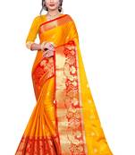 Blissta Gold Cotton Silk Jacquard Butta Work Saree With Running Blouse