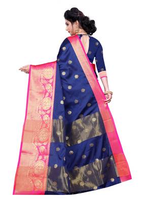 Blissta Nblue Cotton Silk Jacquard Butta Work Saree With Running Blouse 2