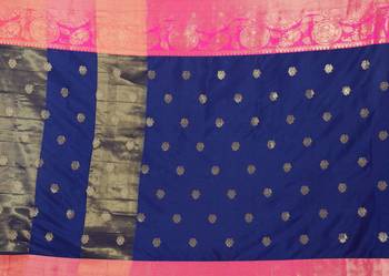 Blissta Nblue Cotton Silk Jacquard Butta Work Saree With Running Blouse 4