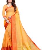 Blissta Peach Manipuri Silk Border Work Saree With Running Blouse