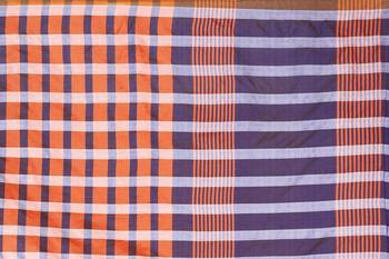Blissta Orange Poly Silk Checks Printed Saree With Contrast Running Blouse 4