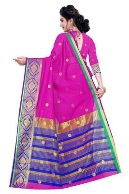 Blissta Magenta Pure Cotton Jacquard Saree With Running Blouse 2