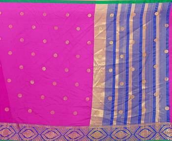 Blissta Magenta Pure Cotton Jacquard Saree With Running Blouse 3