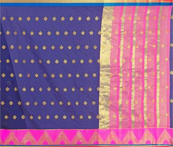 Blissta Nblue Pure Cotton Jacquard Saree With Running Blouse 4