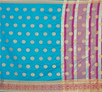 Blissta Sky Blue Art Silk Jacquard Saree With Running Blouse 4