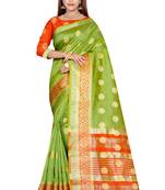 Blissta Light Green Art Silk Jacquard Saree With Running Blouse