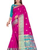 Blissta Magenta Art Silk Jacquard Saree With Running Blouse