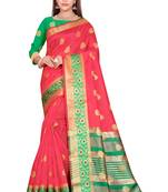Blissta Pink Art Silk Jacquard Saree With Running Blouse