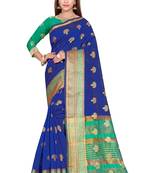 Blissta Rblue Art Silk Jacquard Saree With Running Blouse