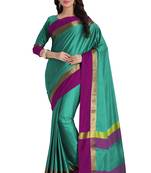 Light green woven cotton saree with blouse
