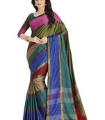 Multicolor woven cotton saree with blouse
