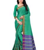 Light green woven cotton saree with blouse