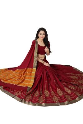 Maroon woven cotton saree with blouse 3