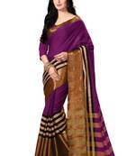 Purple woven cotton saree with blouse