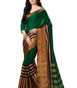 Green woven cotton saree with blouse