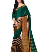 Green woven cotton saree with blouse