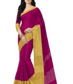 Pink woven cotton saree with blouse