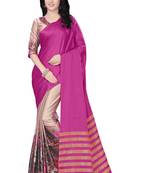 Pink printed silk saree with blouse