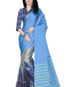 Sky blue printed silk saree with blouse