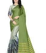 Green printed silk saree with blouse