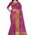Pink plain cotton saree with blouse