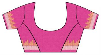 Pink embroidered linen saree with blouse 3