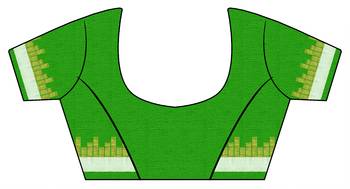 Green embroidered linen saree with blouse 4