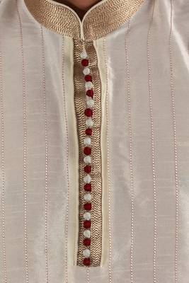 White embroidered raw silk kurta-pajama 4