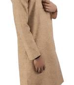 Beige plain cotton kurta-pajama