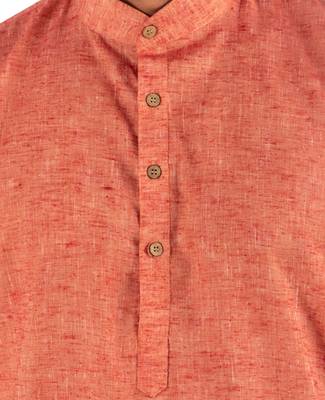 Red plain cotton kurta-pajama 2
