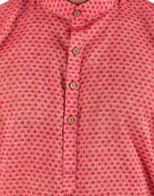 Red plain cotton kurta-pajama 2