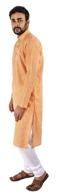 Orange plain cotton kurta-pajama 1