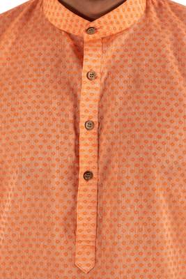 Orange plain cotton kurta-pajama 2