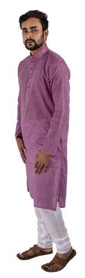 Purple plain cotton kurta-pajama 2