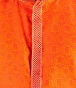 Orange embroidered raw silk kurta-pajama